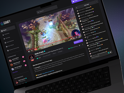 Live Streaming Game App Design app creative design dashboard design design inspiration gamer gaming app gaming platform gaming website mobile app mobile app design player product design streaming streaming app streaming website twitch web web app