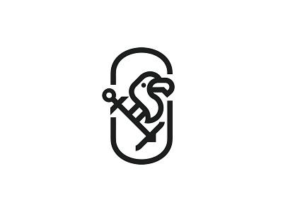 Parrot and anchor Ready-Made Logo for Sale by Anhdodes anhdodes animal bird branding design graphic design logo logo design logo designer logodesign minimalist logo parakeet parrot