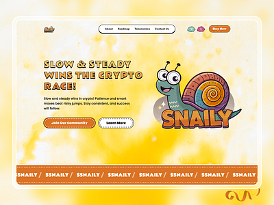 Snaily – The Smarter, Slower, Stronger Coin cryptodesign landing page design meme coin landing page meme website pepe pepe website snailycoin web3 website design