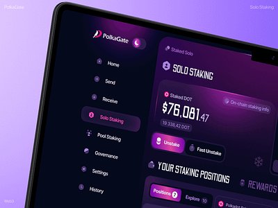 PolkaGate: Solo Staking Non-Custodial Wallet ai dashboard artificial intelligence blockchain app crypto app crypto exchange crypto payments crypto wallet cryptocurrency dashboard ui ethereum finance financial app fintech memecoin platform product design swap token trading web3 design