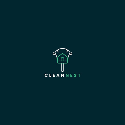CLEANNEST – Minimal Line Art Logo with Home & Broom Icon brand identity branding design design logo flat graphic design icon illustration line line art logo logo design logos logotype minimal minimalist modern modern logo ui unique