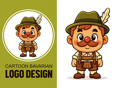 Cartoon Bavarian Character Logo Design, Game Mascot Logo alaska states arizona states arkansas states california california states car window sticker colorado states design illustration ui