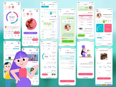 Women’s Health Application blue bmi calorie counter diet flat health app menstrual pink pregnancy purple ui womens health womens health application