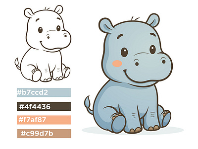 Smiling Cute Hippo Sitting Pose llustration alaska states arizona states arkansas states california california states car window sticker colorado states design illustration ui