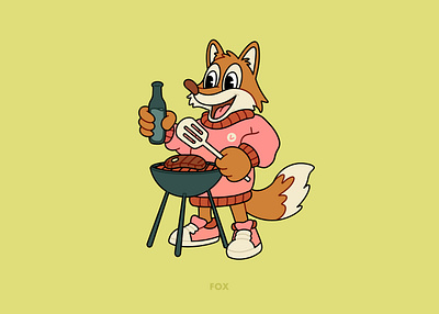 Grill Fox Cartoon Character 2d animation branding cartoon cartoon character character design design fox graphic design grill grill cartoon illustration logo logo mascot mascot playful ui ux vector