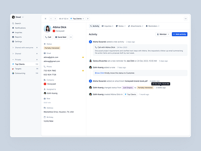 CRM Activity Log activity activity log activity tab analytics crm crm activity crm design design log ui ui design uiux