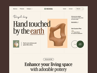 Mudora - Pottery and Ceramics Landing Page art artist ceramics clay art ecommerce website handcrafted pottery handcrafts handmade handmade clay landing page landingpage pottery pottery art pottery website sculpture shopify web design webdesign website design website designer