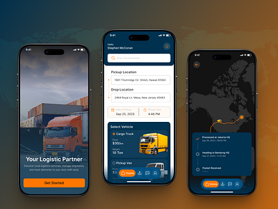 Best Logistic & Transportation App UI Design app design delivery delivery app logistic app logistic app design logistic app ui design logistics mobile app design package sipment tracking transport app ui transportation app design transportation app ui design ui design