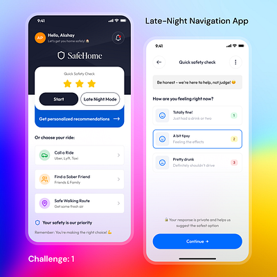 Challenge: 1 | Late-Night Navigation App app branding challenge creative design mobile solution uiux web