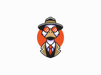Detective Duck Logo animal bird branding cartoon design detective duck farm fedora icon identity illustration logo mark mascot suit sunglasses symbol vector