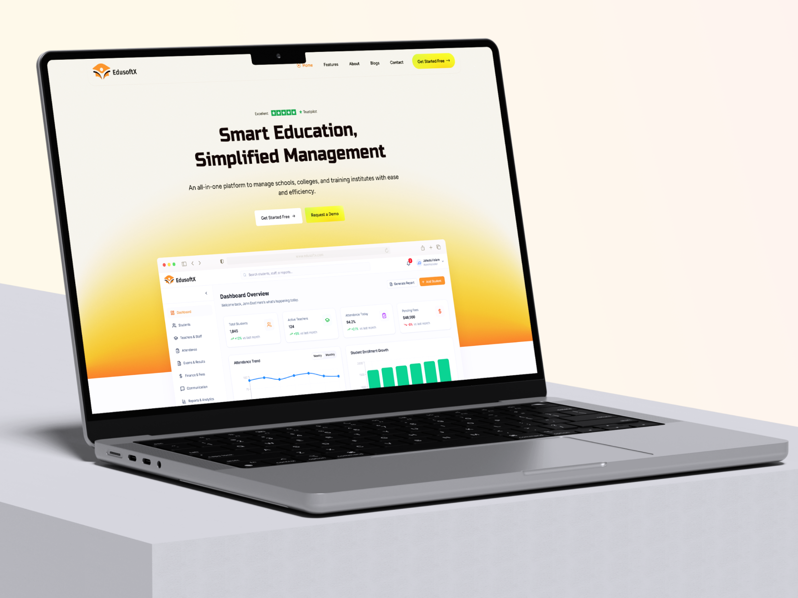 EdusoftX - Educational Management SaaS Website design education management solutions education saas website education software education website education website dribbble shot educational management ui ui design user experience user inteface ux ux design web application website design