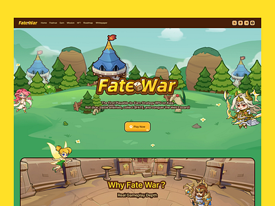 FateWar – Play-to-Earn RPG Web3 Game Landing Page 3d ai concept crypto dao dapp defi dex gamify gaming landing page meme coin presale product product design token web design web3 website