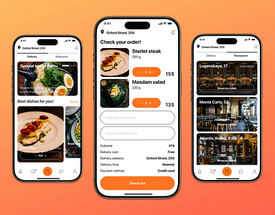 Дизайн мобильного приложения доставки еды | Julia Gerka delivery app ecommerce food delivery mobile app mobile design ui ui design ui дизайн user expirience user interfaces ux ux design ux дизайн web design website веб дизайн мобильное приложение мобильный дизайн приложение доставки еды приложение ресторана