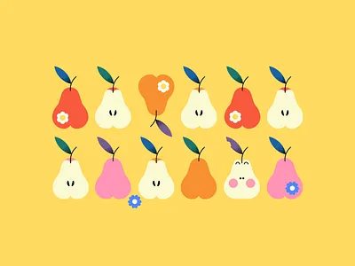 Pear pattern autumn cute design fruits packaging pattern pear vector
