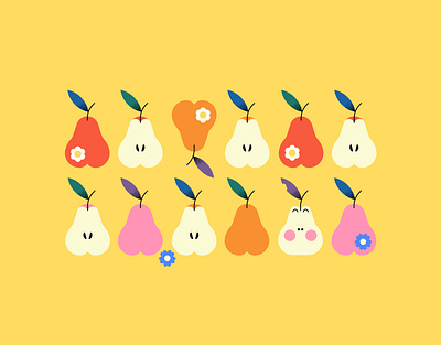 Pear pattern autumn cute design fruits packaging pattern pear vector