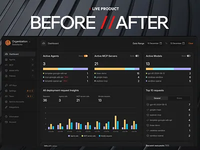 Blaxel AI Agent Dashboard Redesign 🤖 accessibility ai insfrastructure app design before vs after best ux design agency blaxel bottomlineux dashboard desing mafruh product design agency pwa saas design saasfactor startup usability ux design web app y combinator