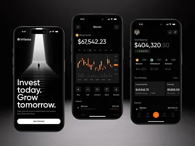Investa — Web3 Investing App | Real-time Trading & Tokenized 🚀 3d ai android app assets concept crypto dashboard defi fintech gamefi invest investment ios landing page memecoin stock token trading web3