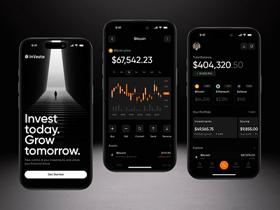 Investa — Web3 Investing App | Real-time Trading & Tokenized 🚀 3d ai android app assets concept crypto dashboard defi fintech gamefi invest investment ios landing page memecoin stock token trading web3