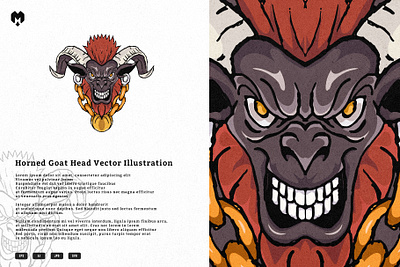 Horned Goat Head Mascot Logo Evil Beast Vector Illustration myth