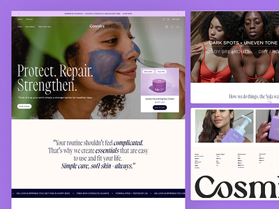 Skincare Website Landing Page Design beauty product website cosmetics website e commerce website design ecommerce landing page ecommerce website marketing landing page modern website online shop online store product design professional website shopify website skincare skincare landing page skincare website skincare website design ui design ux design web design website
