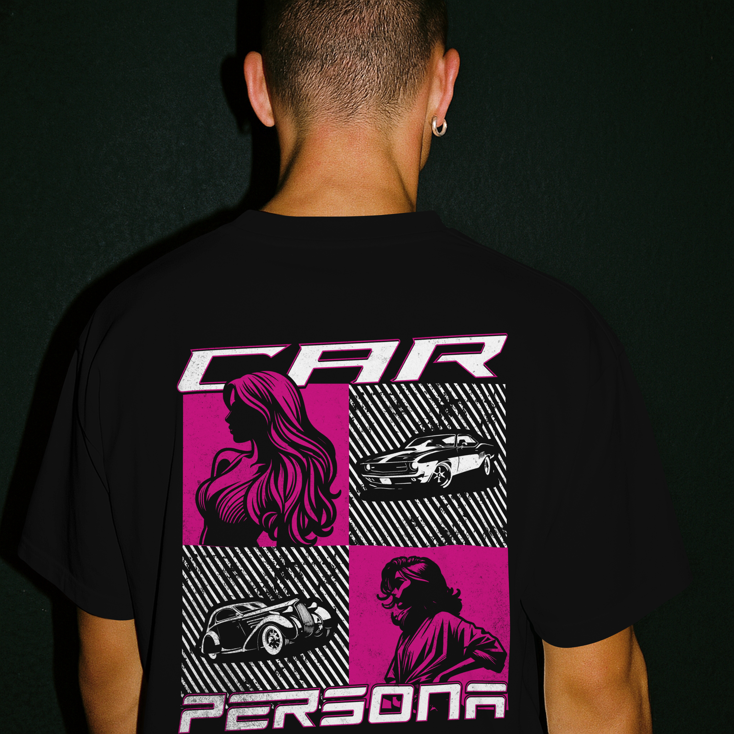 Car Persona - Retro Automotive T-Shirt Design distressed