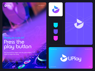 Play button logo - Video abstract logo bold logo branding business logo gradient logo jazz logo logo design minimalist logo modern logo music logo play button play button logo play icon play logo song logo strong logo u letter logo u logo u monogram video logo