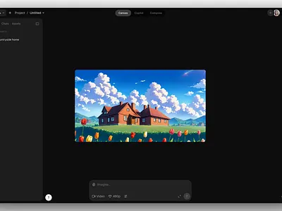 Iterating on single frames accordion ai animation app camera canvas clean dark mode desktop layers loading menu minimal modal prompt settings simple toggle ui ux