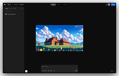 Iterating on single frames accordion ai animation app camera canvas clean dark mode desktop layers loading menu minimal modal prompt settings simple toggle ui ux