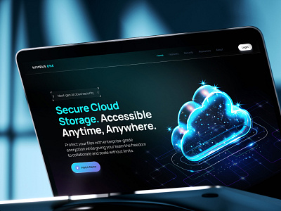 AI Powered Secure Cloud Storage ai artificial intelligence clean cloud data storage digital futuristic hero banner hero section landing page minimal modern product design saas server tech uiux ux design web banner website