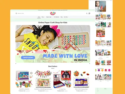 Creative eCommerce Store for Kids Craft Paper branding online shopping ui
