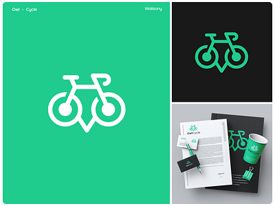 Owl with Cycle Combination Logo contemporary logo