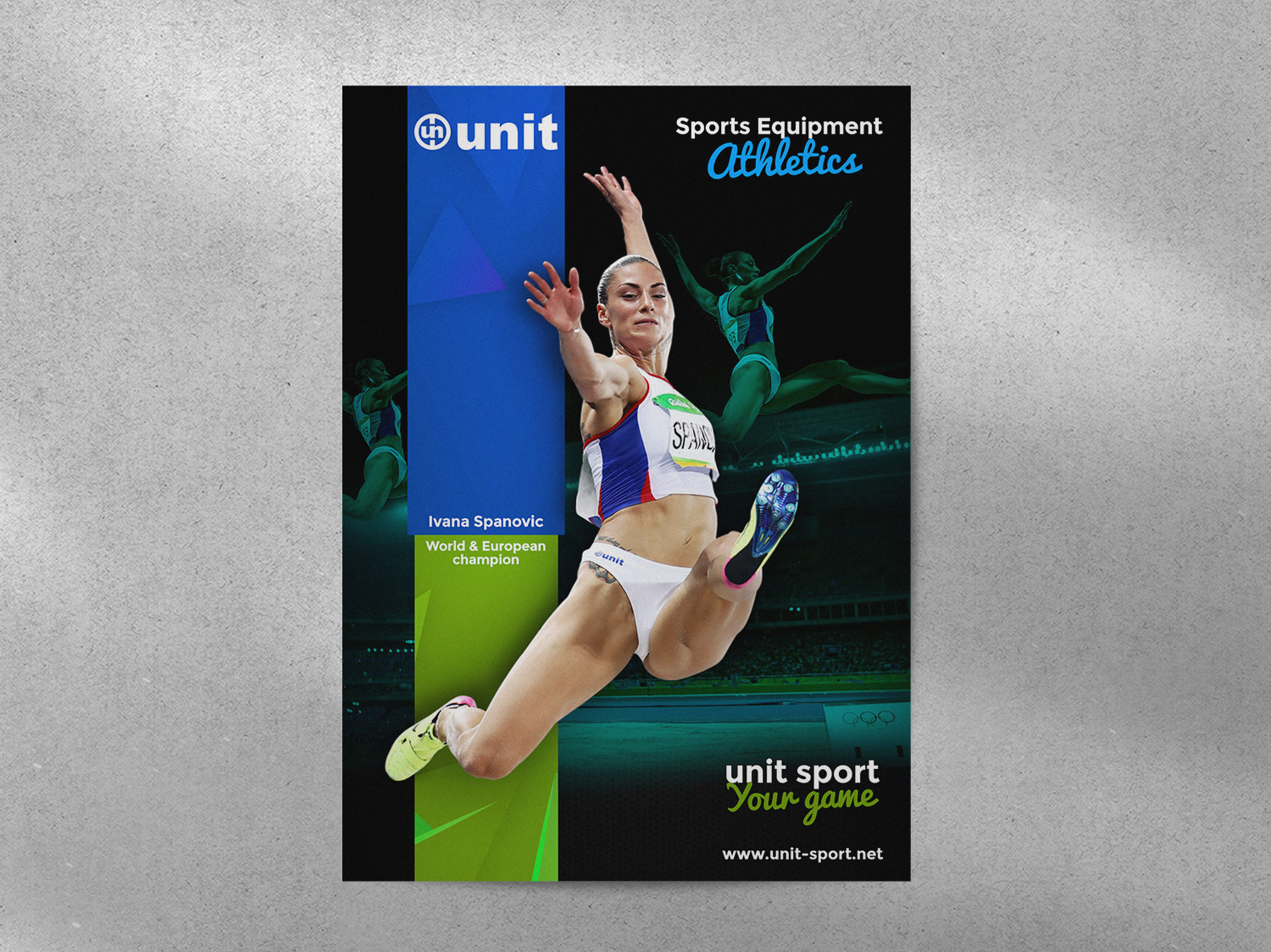 Poster and variants for Unit sport brand biliboard flyer instagram post long jupm poster sport brand sport poster