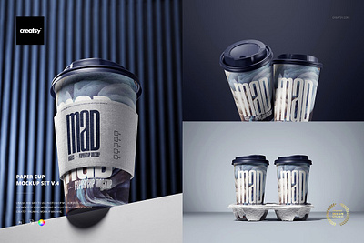 Paper Cup Mockup Set v.4 bag coffee tea creatsy mockup cups customizable design creator hot mockups mug packaging paper paper cup mockup set v.4 smart object templates