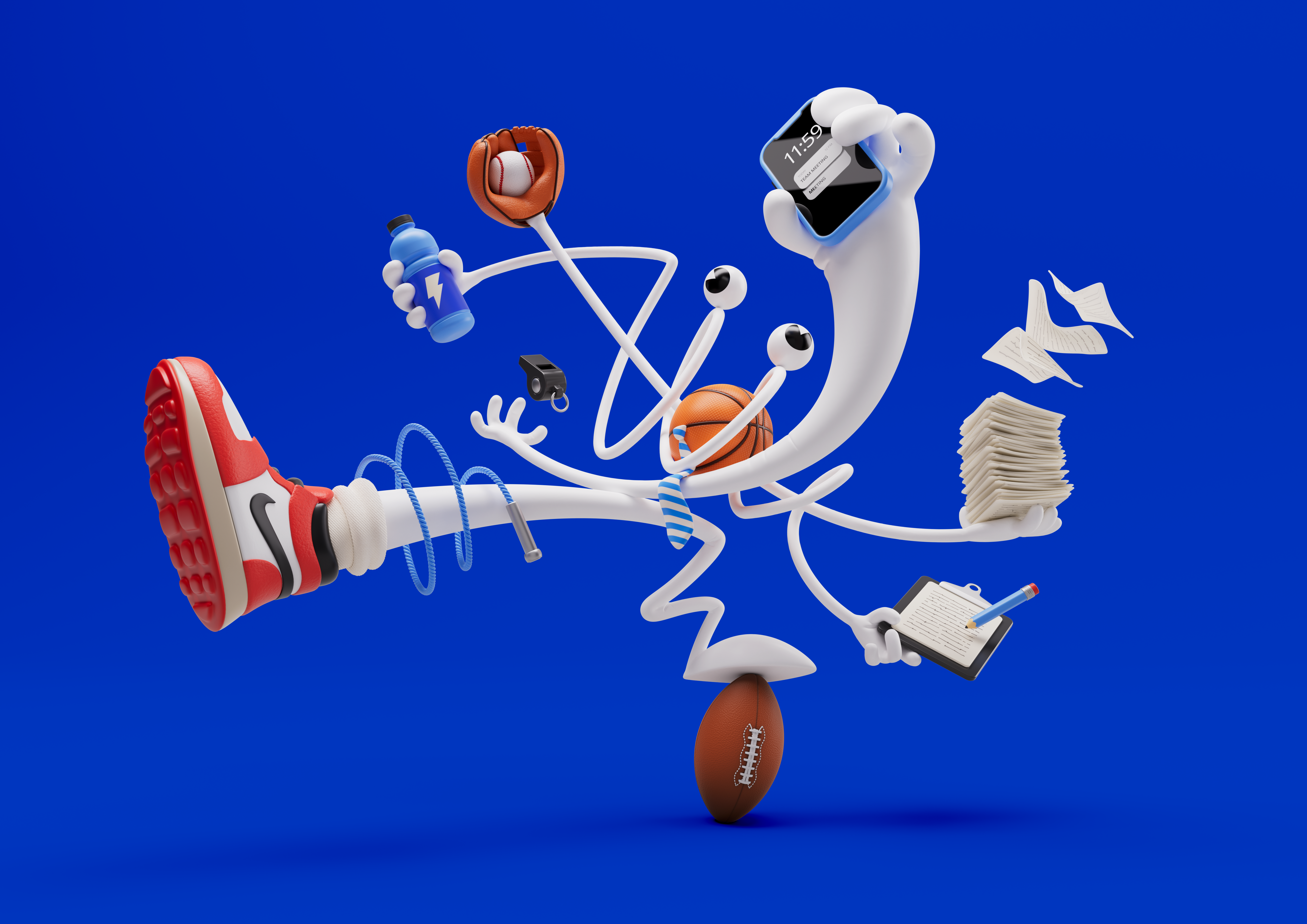 Multitasking 3d branding cgi character design foreal graphic design illustration logo