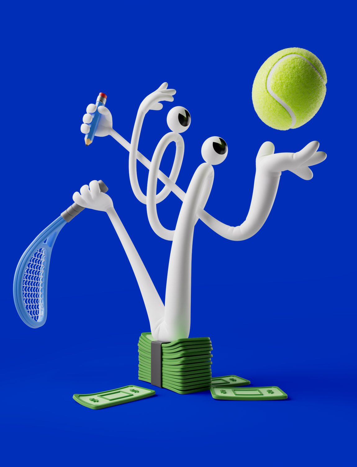 Juggling 3d branding cgi character design foreal graphic design illustration logo