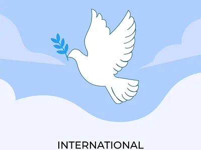 International world peace day with flying dove and olive branch 3d animation branding design graphic design illustration logo motion graphics ui vector