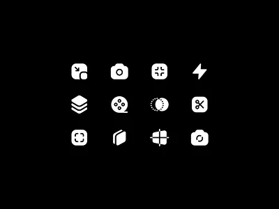 Monoform: Media icons camera clip crop film flash icon icons layers media photo pictogram