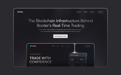 Chain x Border — Lightning-Fast Blockchain Backbone blockchain chain crypto dark fintech hero inspiration inspiring minimal minimalistic modern ui website