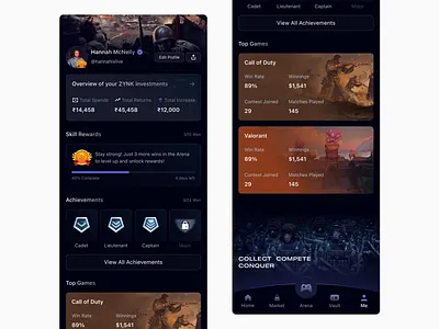 Profile Page Esports 3d analytics animation app badges branding design esports games graphic design illustration logo mobile motion graphics ui ui design uiux ux