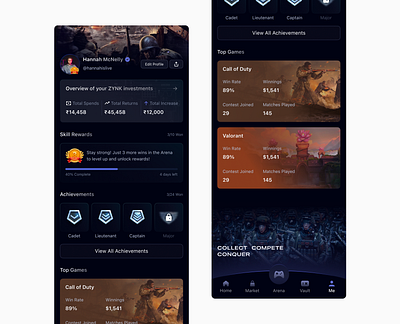 Profile Page Esports 3d analytics animation app badges branding design esports games graphic design illustration logo mobile motion graphics ui ui design uiux ux