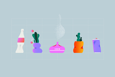 Just some random items adobe illustrator animation design drink illustration freelance illustrator gradients illustration items illustration products styleframe vector illustration