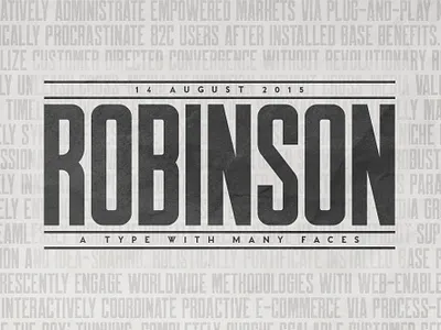 Robinson Typeface big tall corroded display big headline magazine retro newspaper outline robinson typeface rough textured title vintage logo