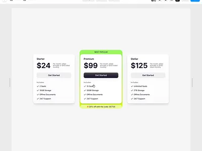 Pricing Boxes animation development framer interactive pricing pricing boxes product design ui user interface web design website
