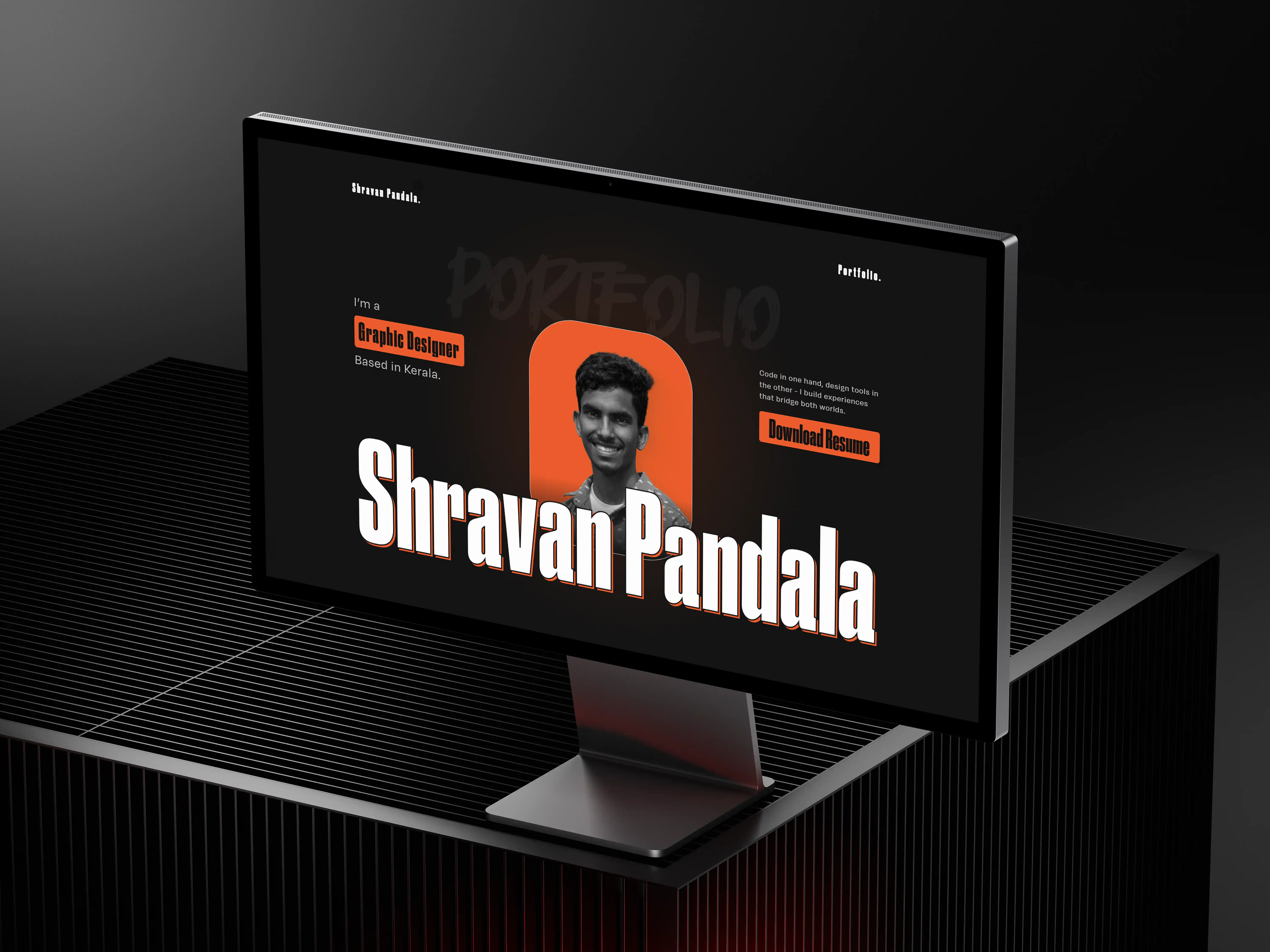 Modern Portfolio Website Design - Framer black dark dark tehem dark theme design figma framer modern orange photoshop portfolio sleek smooth ui