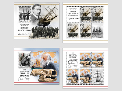 Commemorative Stamp Design for Historical Figures graphic design