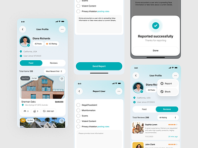 Real Estate Mobile App - User Profile Interface app app desgin agency app design app interface dark mode interface ios app mobile mobile app mobile app design mobile application mobile ui modern app ui product design real estate real estate app rental app ui ui ux