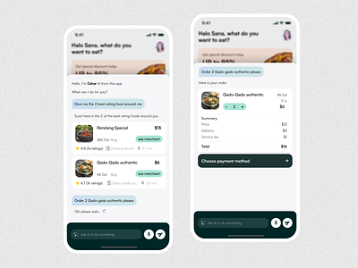 Delivery Food 🥙 Using AI 🤖 aichat artificial intelligence automation chat chatgpt clean delivery food food delivery green ia ios mobile order food ui ux