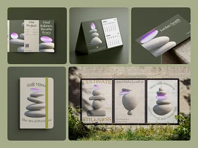 Zen Stone Branding brand identity branding brochure business card calm elegant health meditation nature poster rock stone yoga zen zen stone