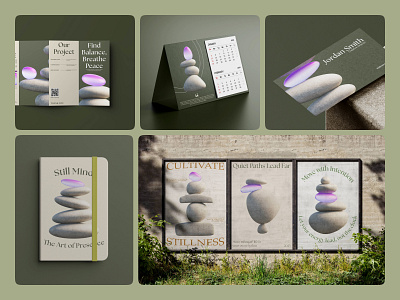Zen Stone Branding brand identity branding brochure business card calm elegant health meditation nature poster rock stone yoga zen zen stone