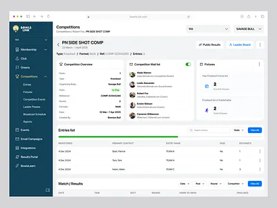 BowlsLink - Web App for Match Management app design app interface competition design interface mobile mobile app mobile app design mobile app ui product saas service sport app sport match startup ui ux wavespace web website